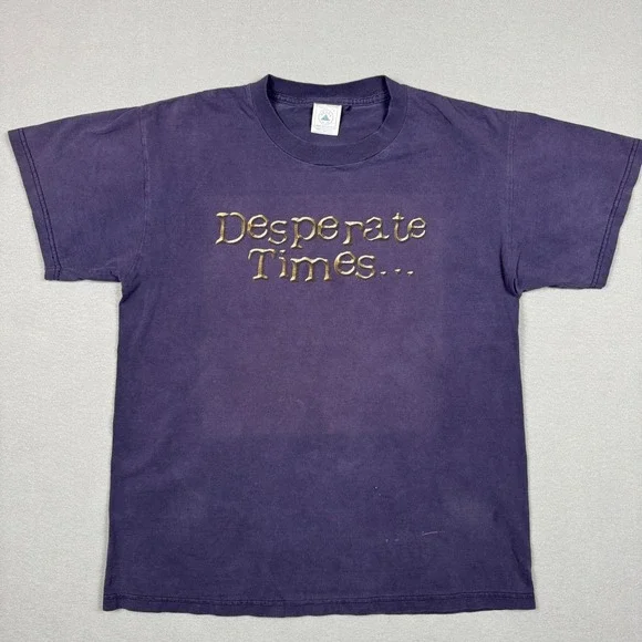 Vintage Delta Pro Weight Jesus T-Shirt Desperate Times Purple Mens Medium - Picture 2 of 8